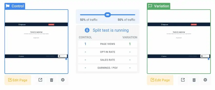 gohighlevel split testing